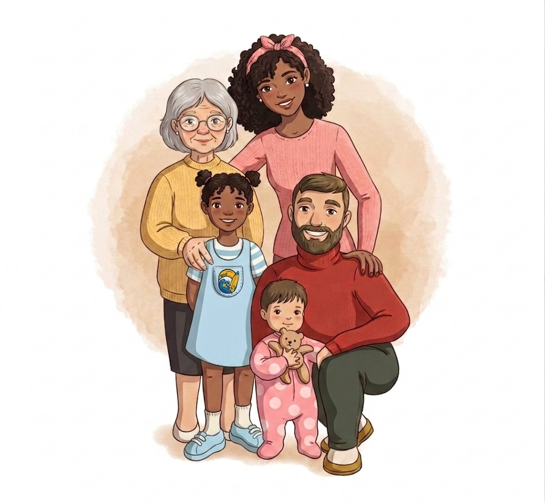 Illustration d'une famille heureuse et unie
